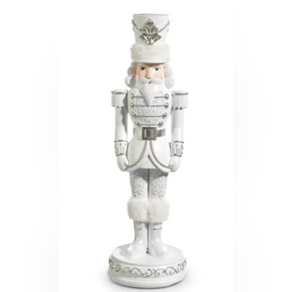 RAZ Imports White and Silver Nutcracker, 22.75-inch Height, Christmas